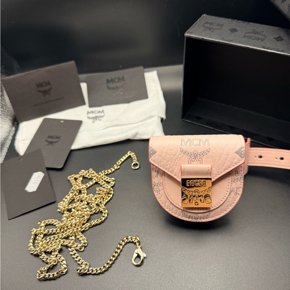 MCM Handbags - MCM Pink Leather Mini Belt Bag Crossbody